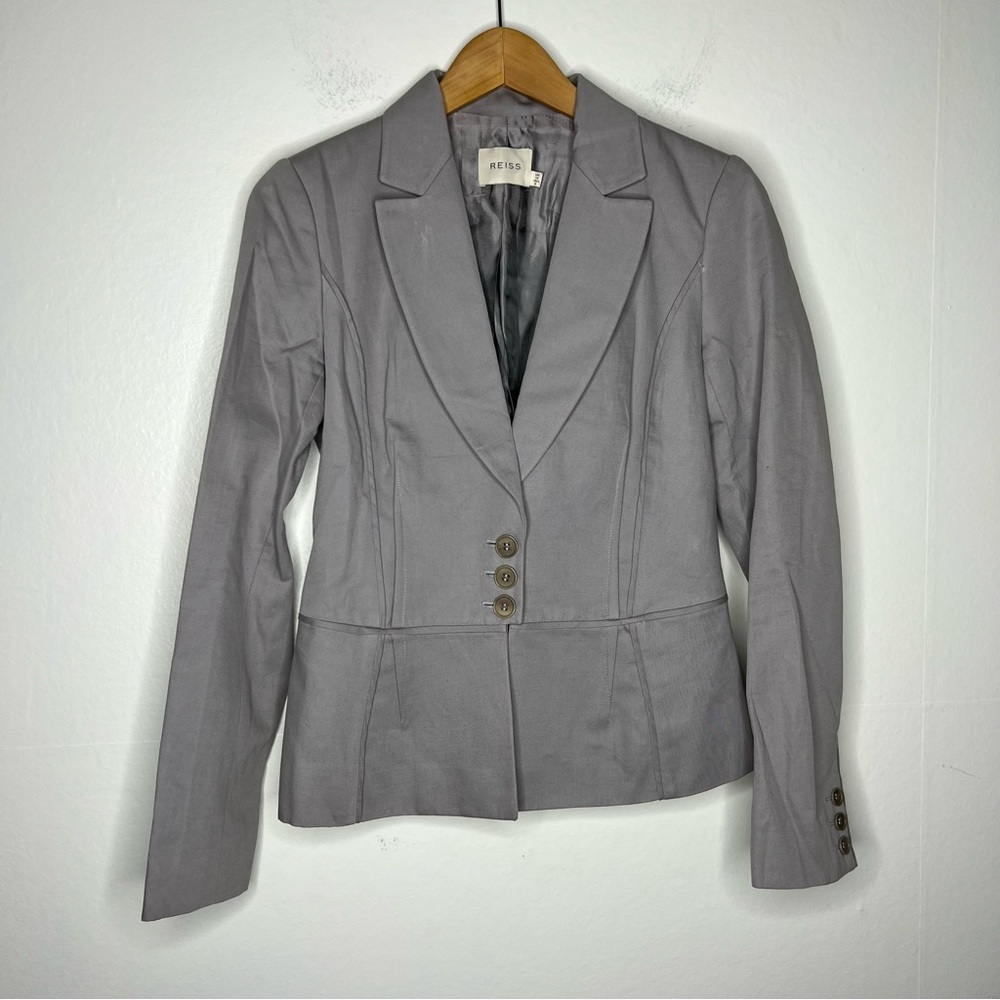 Reiss Light Gray Bkazer Women’s Sz 6 Pleat